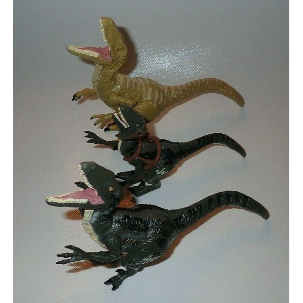 LOT Jurassic Park 2015 Velociraptor Dinosaurs Strike Sounds Set & Baby with harn